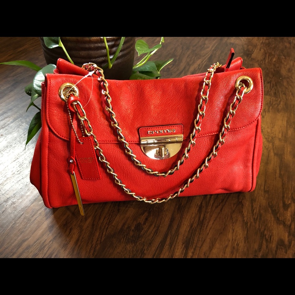 Cromia Red Leather Handbag Purse